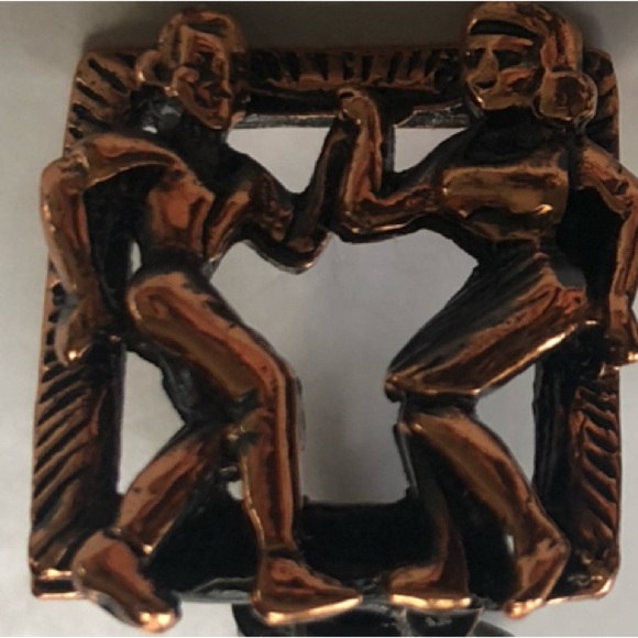 Copper Dancing Figure Earrings - possibly 1950’s - clip on earrings - Picture 10 of 10